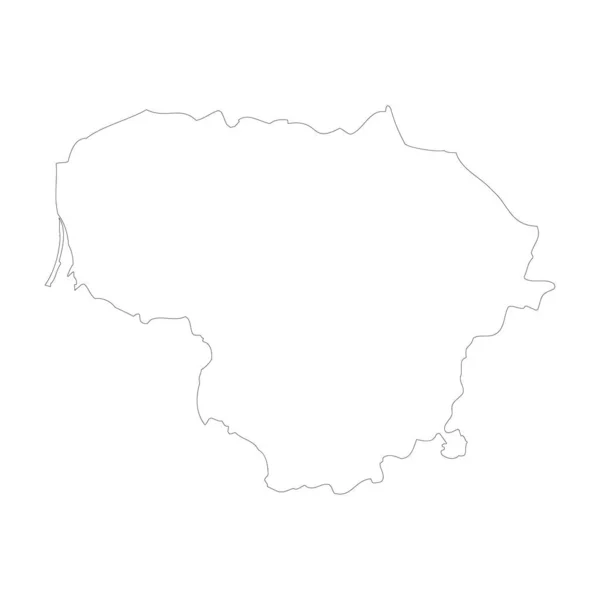 Lithuania Country Thin Black Outline High Detailed Map Vector Illustration — Vetor de Stock