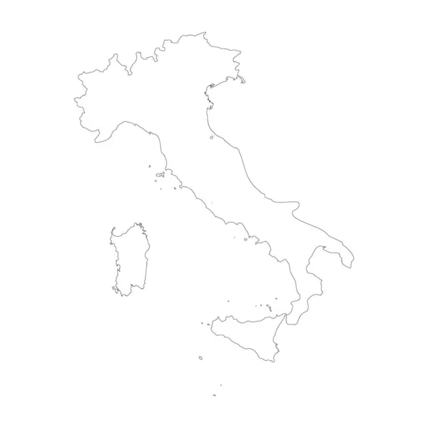 Italy Country Thin Black Outline High Detailed Map Vector Illustration —  Vetores de Stock