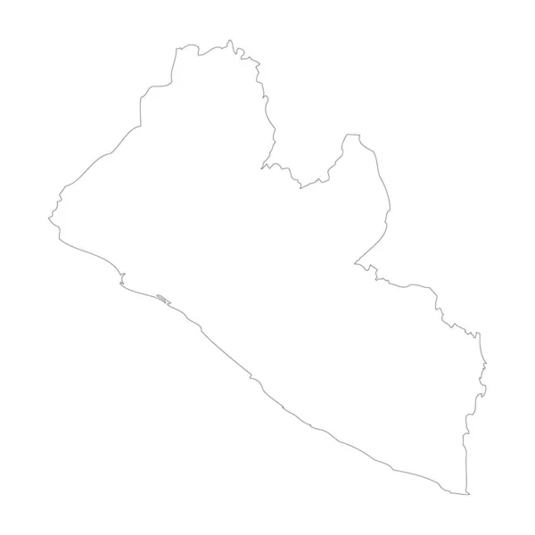 Libéria Pays Mince Contour Noir Carte Détaillée Haute Illustration Vectorielle — Image vectorielle