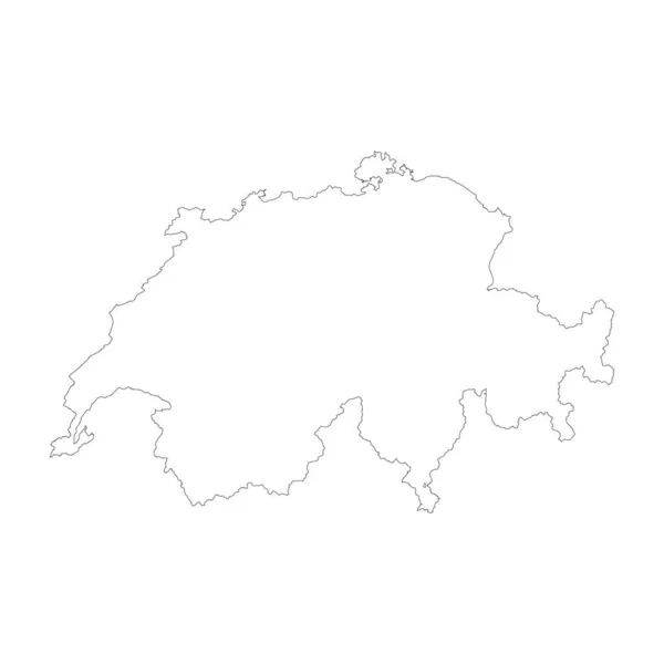 Швейцария Страна Тонкие Черные Контуры Высокая Подробная Карта Векторная Иллюстрация — стоковый вектор