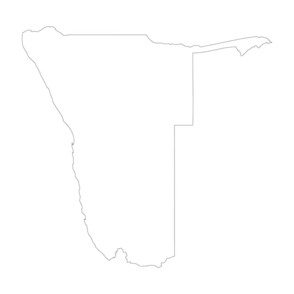 Namibie Země Tenký Černý Obrys Vysoká Podrobná Mapa Vektorové Ilustrace — Stockový vektor