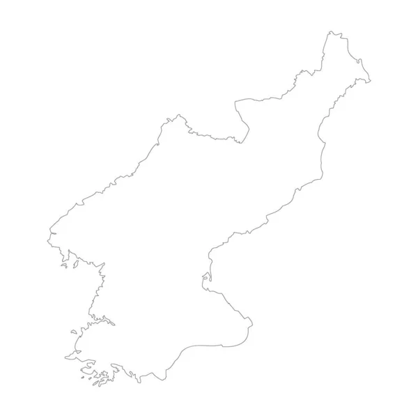 Північна Корея Тонкий Чорний Контур Висока Детальна Карта Візуальне Зображення — стоковий вектор