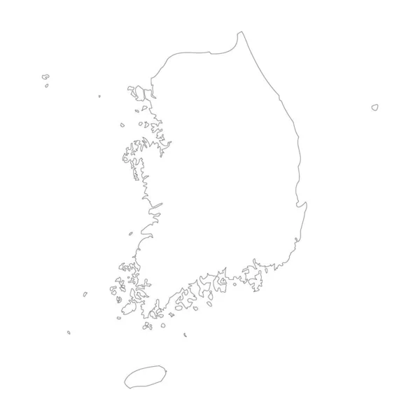 South Korea Country Thin Black Outline High Detailed Map Vector —  Vetores de Stock