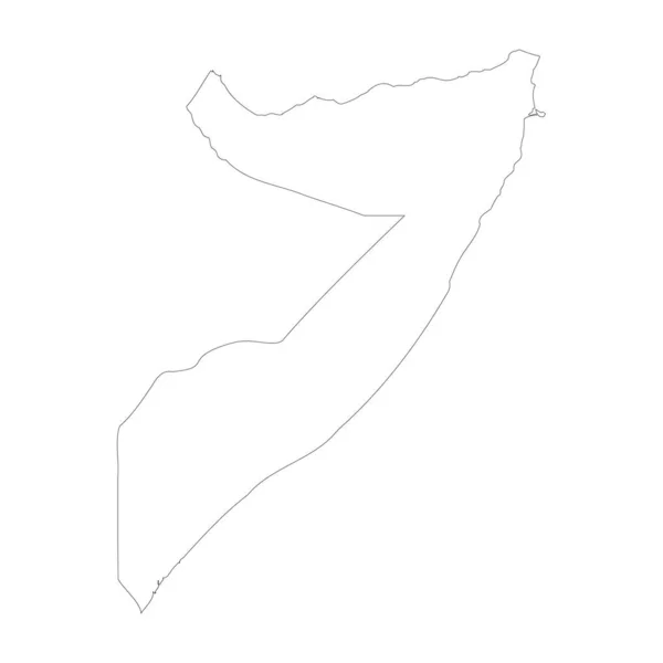 Тонкая Черная Линия Страны Сомали Высокая Подробная Карта Векторная Иллюстрация — стоковый вектор