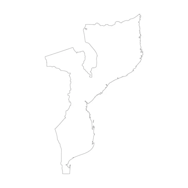Mozambique Pays Mince Contour Noir Carte Détaillée Haute Illustration Vectorielle — Image vectorielle