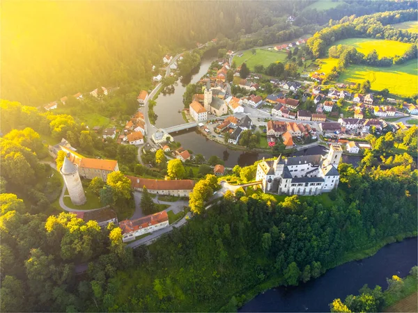 Rozmberk Castle Vltava River Rozmberk Nad Vltavou Czech Republic Aerial — Stock fotografie