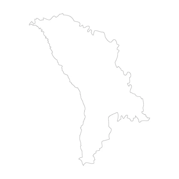 Moldova Country Thin Black Outline High Detailed Map Vector Illustration — Vetor de Stock