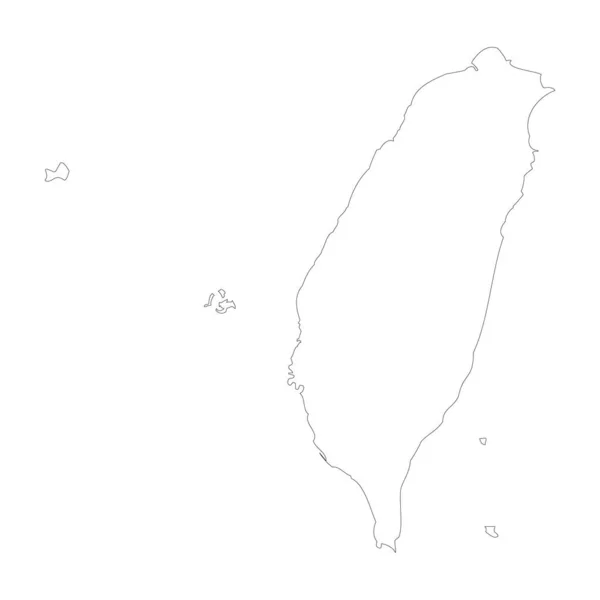 Taiwan Country Thin Black Outline High Detailed Map Vector Illustration — Stockový vektor