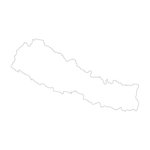 Nepal Country Thin Black Outline High Detailed Map Vector Illustration — ストックベクタ