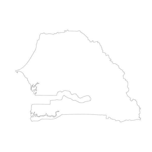 Senegal Country Thin Black Outline High Detailed Map Vector Illustration — Διανυσματικό Αρχείο