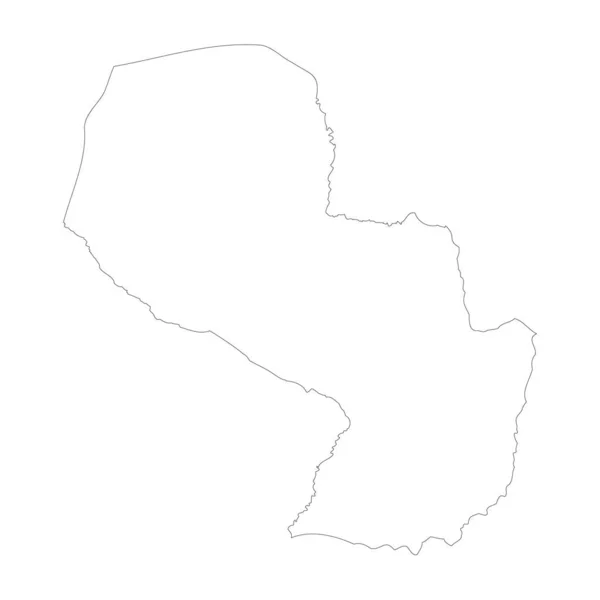 Paraguay Country Thin Black Outline High Detailed Map Vector Illustration — Stok Vektör