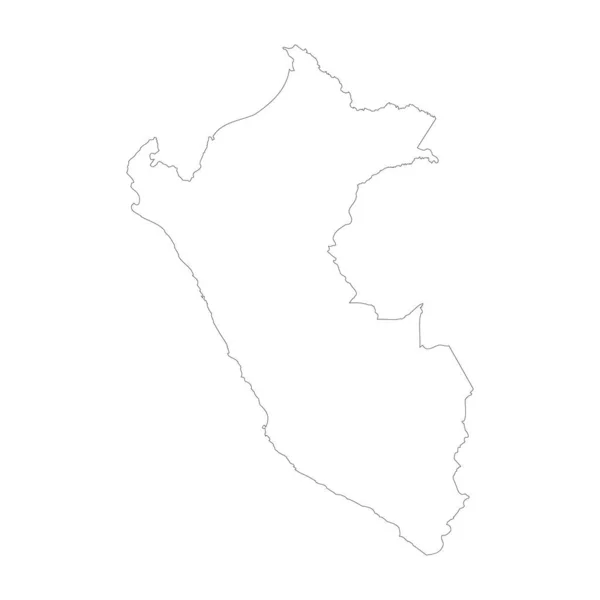 Peru Country Thin Black Outline High Detailed Map Vector Illustration — Διανυσματικό Αρχείο