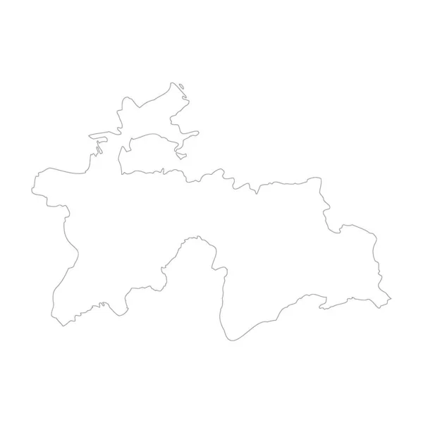 Tajikistan Country Thin Black Outline High Detailed Map Vector Illustration — Stockvektor