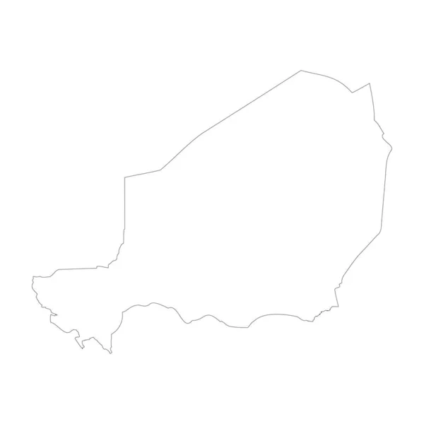 Niger Country Thin Black Outline High Detailed Map Vector Illustration — Διανυσματικό Αρχείο
