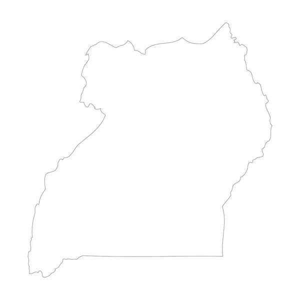 Uganda Country Thin Black Outline High Detailed Map Vector Illustration — Vector de stock
