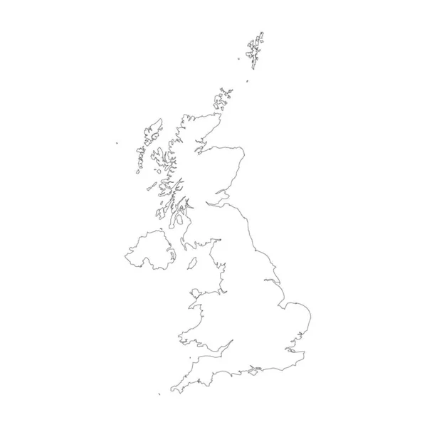 United Kingdom Great Britain Northern Ireland Country Thin Black Outline — Archivo Imágenes Vectoriales