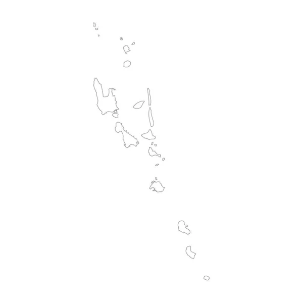 瓦努阿图国家瘦小的黑色轮廓 高度详细的地图 在白色背景上孤立的向量图 — 图库矢量图片