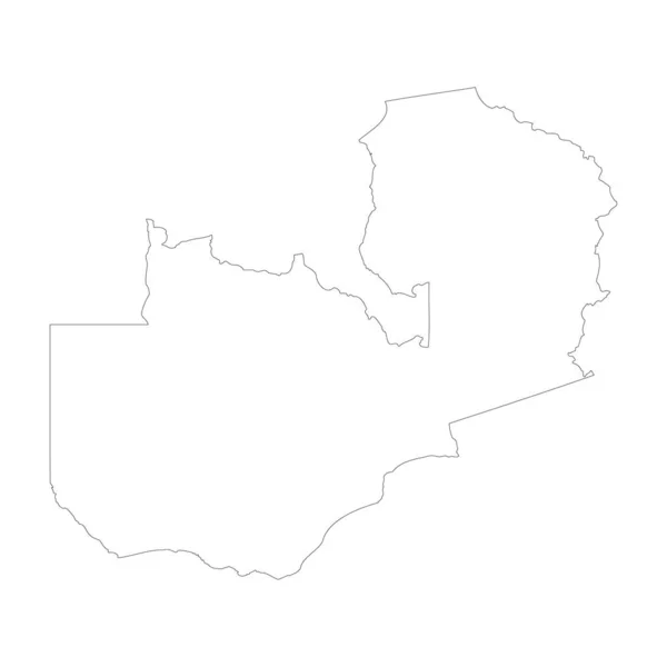 Zambia Country Thin Black Outline High Detailed Map Vector Illustration — Διανυσματικό Αρχείο