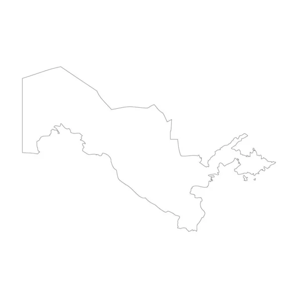 Країна Узбекистану Тонкий Чорний Контур Висока Детальна Карта Візуальне Зображення — стоковий вектор
