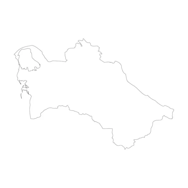 Turkmenistan Country Thin Black Outline High Detailed Map Vector Illustration — Stockový vektor