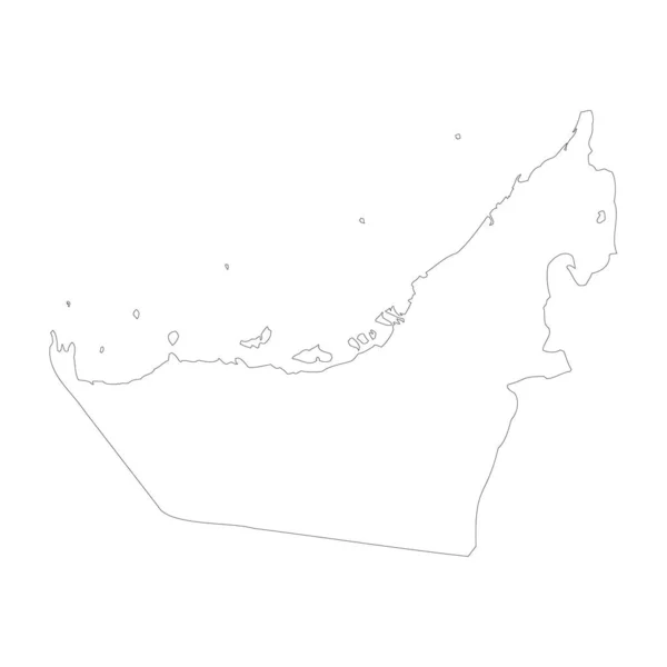 United Arab Emirates Country Thin Black Outline High Detailed Map — Vetor de Stock