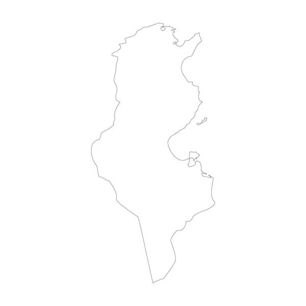 Tunisia Country Thin Black Outline High Detailed Map Vector Illustration — Stok Vektör