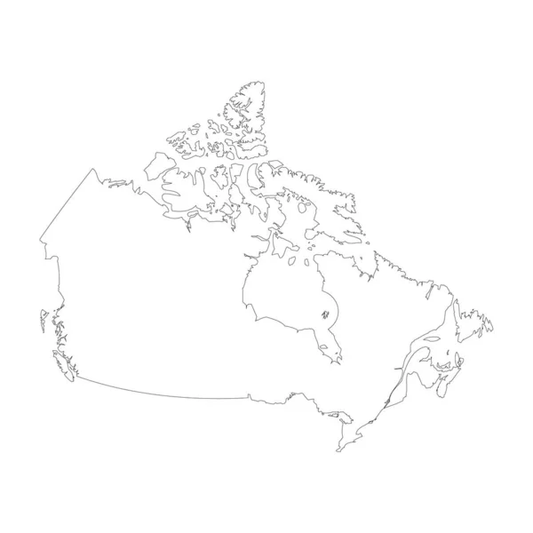 Canada Pays Mince Contour Noir Carte Détaillée Haute Illustration Vectorielle — Image vectorielle