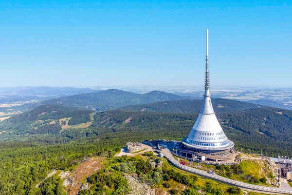 Liberec República Checa Junio 2022 Transmisor Jested Mountain Hotel Sobre — Foto de Stock