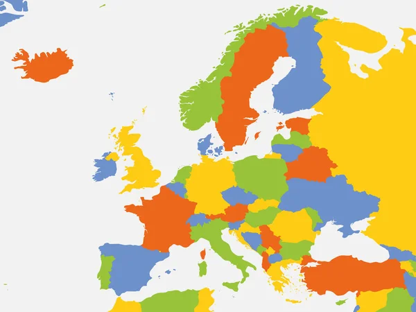 Mapa Blanco Europa Mapa Político Detallado Del Continente Europeo — Vector de stock