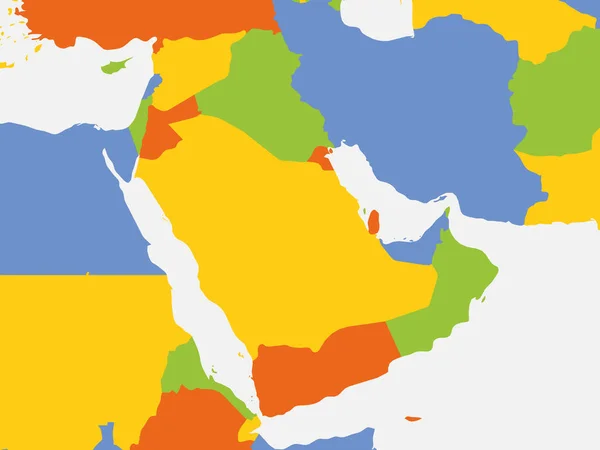 Middle East Blank Map High Detailed Political Map Middle East — 图库矢量图片