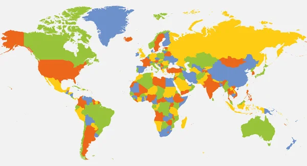 世界空白地图 高度详细的世界政治地图 — 图库矢量图片