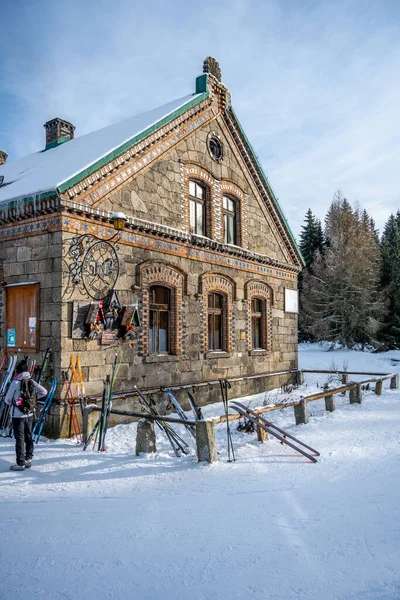 Orle Poland January 2022 Historical Tourist Hut Sunny Winter Day — Fotografia de Stock