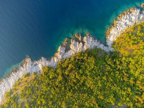 Rocky Cliffs Blue Sea Sunny Summer Day Istria Adriatic Coastline — Stockfoto
