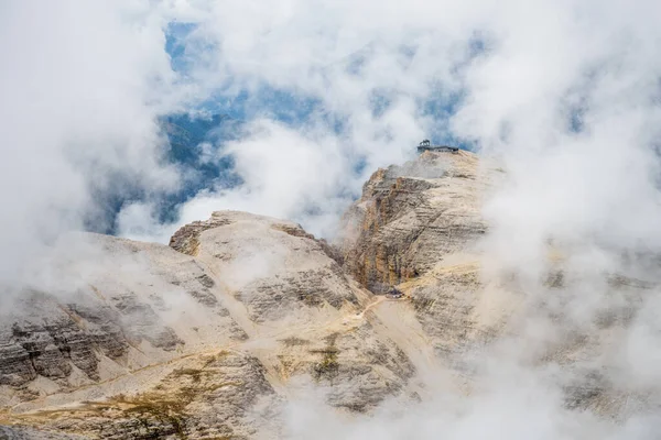 Rocky Plateau Sella Group Sasso Pordoi Rifugio Forcella Pordoi Dolomites — Zdjęcie stockowe