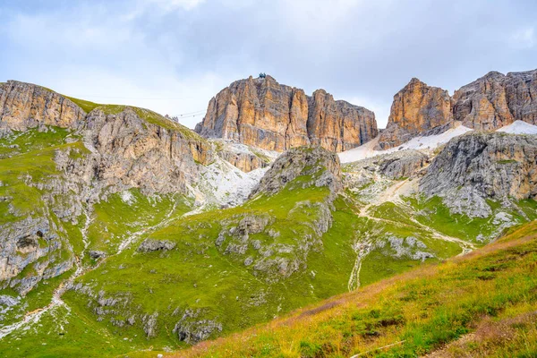 Sasso Pordoi Ridge Cableway Passo Pordoi Dolomites Italy — Stok fotoğraf