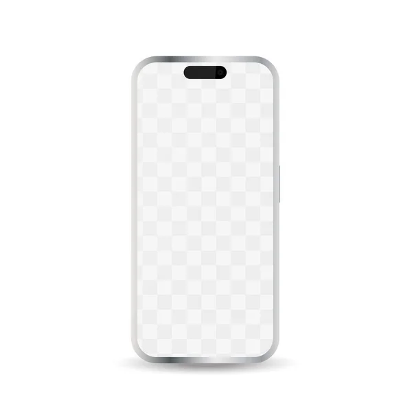 Mockup Dispositivo Smartphone Moderno Isolado Fundo Branco Objetos Vetoriais Realistas — Vetor de Stock