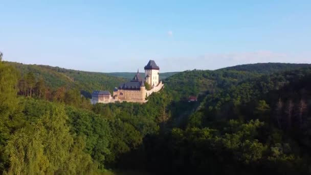 Château Médiéval Karlstejn Bohême Centrale République Tchèque Images Aériennes Drone — Video