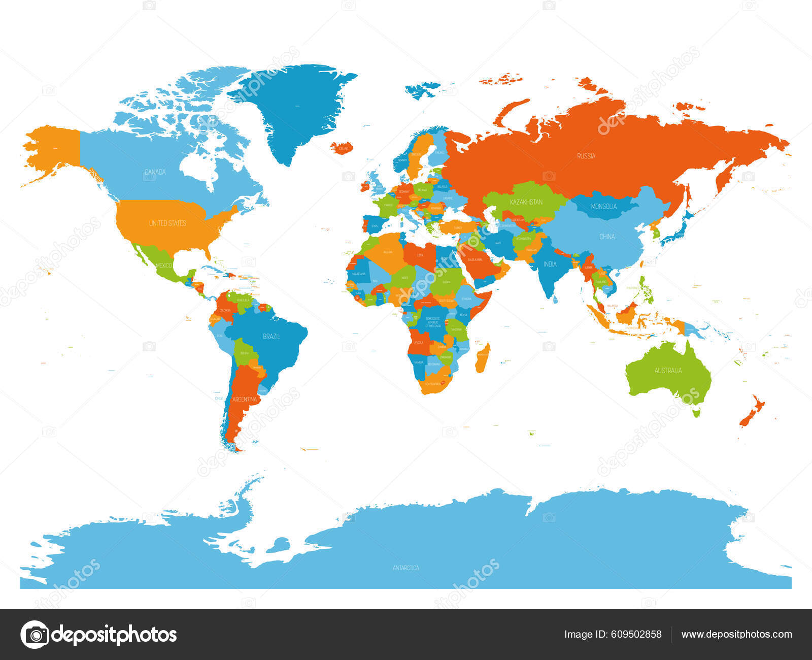 Mapa Del Mundo Alto Mapa Político Detallado Mundo Con Nombres Vector de stock por ©pyty 609502858