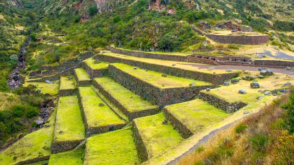 Terrazas Ruinas Pisaq Ciudadela Inca Huancayo Perú América Latina — Foto de Stock