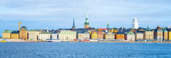 Panoramic View Colourful Houses Old Town Swedish Gamla Stan Sea — Stock Photo, Image