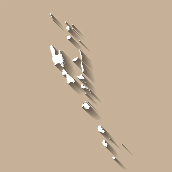 バヌアツカントリーシルエット 詳細な地図だ 白いカントリーシルエットとともにドロップ長い影でベージュの背景 — ストックベクタ