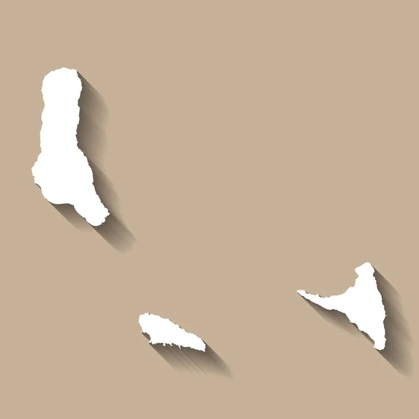 コモロカントリーシルエット 詳細な地図だ 白いカントリーシルエットとともにドロップ長い影でベージュの背景 — ストックベクタ