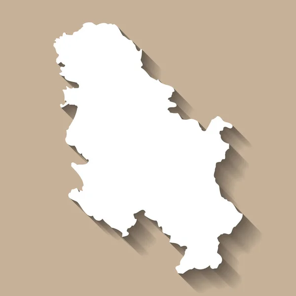 Serbska Sylwetka Country Wysoka Szczegółowa Mapa Biała Sylwetka Kraju Opuszczonym — Wektor stockowy