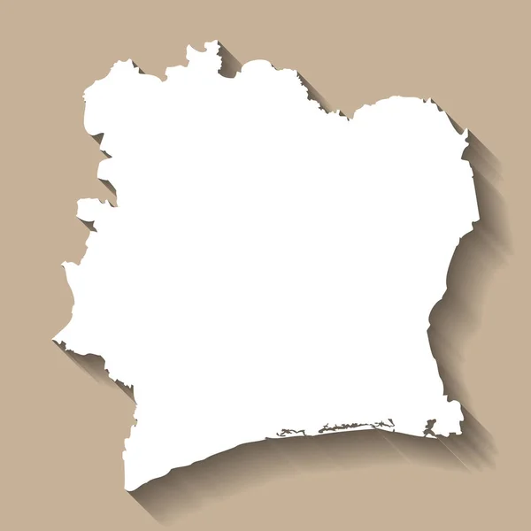 Σιλουέτα Της Ακτής Ελεφαντοστού Υψηλός Λεπτομερής Χάρτης Λευκή Εξοχική Σιλουέτα — Διανυσματικό Αρχείο
