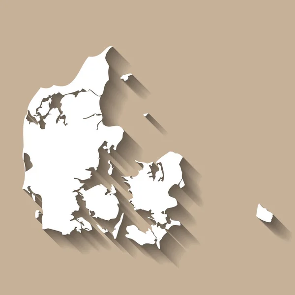 Danmark Land Siluett Högt Detaljerad Karta Vit Land Silhuett Med — Stock vektor