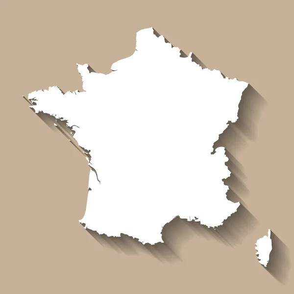 Francouzská Silueta Vysoká Podrobná Mapa Bílá Země Silueta Klesl Dlouhý — Stockový vektor