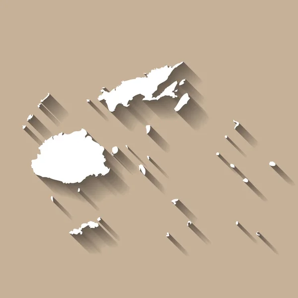 Fidzin Maalaissiluetti Korkea Yksityiskohtainen Kartta Valkoinen Maa Siluetti Pudonnut Pitkä — vektorikuva