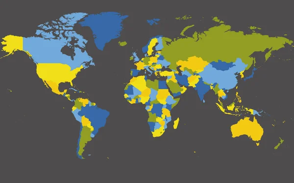 Mapa Del Mundo Mapa Político Blanco Detallado Mundo Colores Esquema — Vector de stock