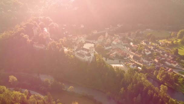 Rozmberk Nad Vltavou Vltava河上方的Rozmberk城堡 捷克共和国 Aerial Footage Drone — 图库视频影像