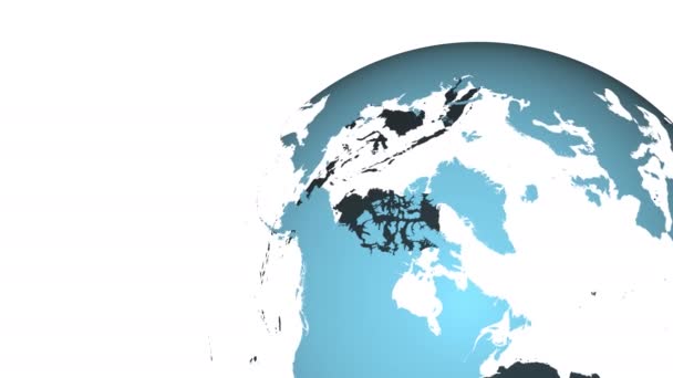회전하는 글로브 지도는 북반구에 초점을 맞추었다 배경에 — 비디오